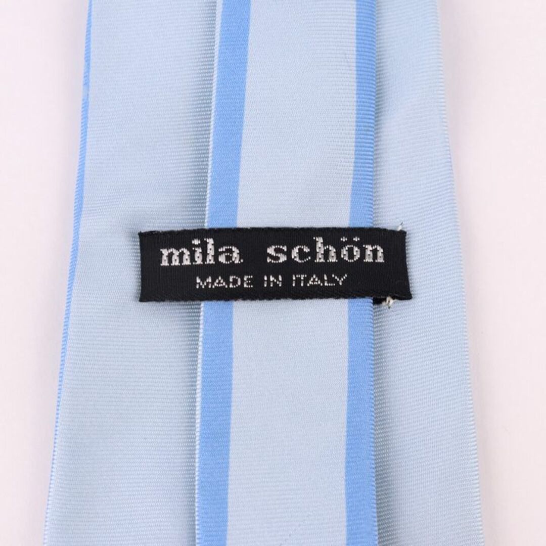 mila schon(ミラショーン)のミラショーン ブランドネクタイ バイカラー ロゴマーク シルク イタリア製 メンズ ブルー mila schon メンズのファッション小物(ネクタイ)の商品写真