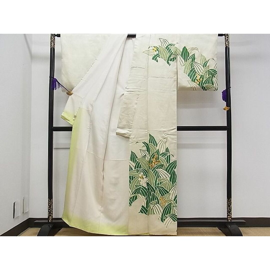 平和屋1■訪問着　駒刺繍　草木文　金彩　逸品　ch6545 レディースの水着/浴衣(着物)の商品写真