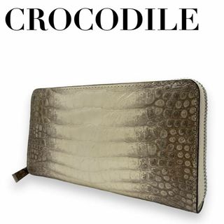 クロコダイル(Crocodile)の未使用品 クロコダイル　w1 ホワイト　ヒマラヤ　一枚皮　長財布　鰐革　高級(Tシャツ(半袖/袖なし))