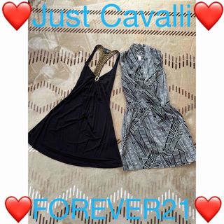 ジャストカヴァリ(Just Cavalli)の❤️Just Cavalli❤️&❤️FOREVER21❤️2点セット❤️(ひざ丈ワンピース)