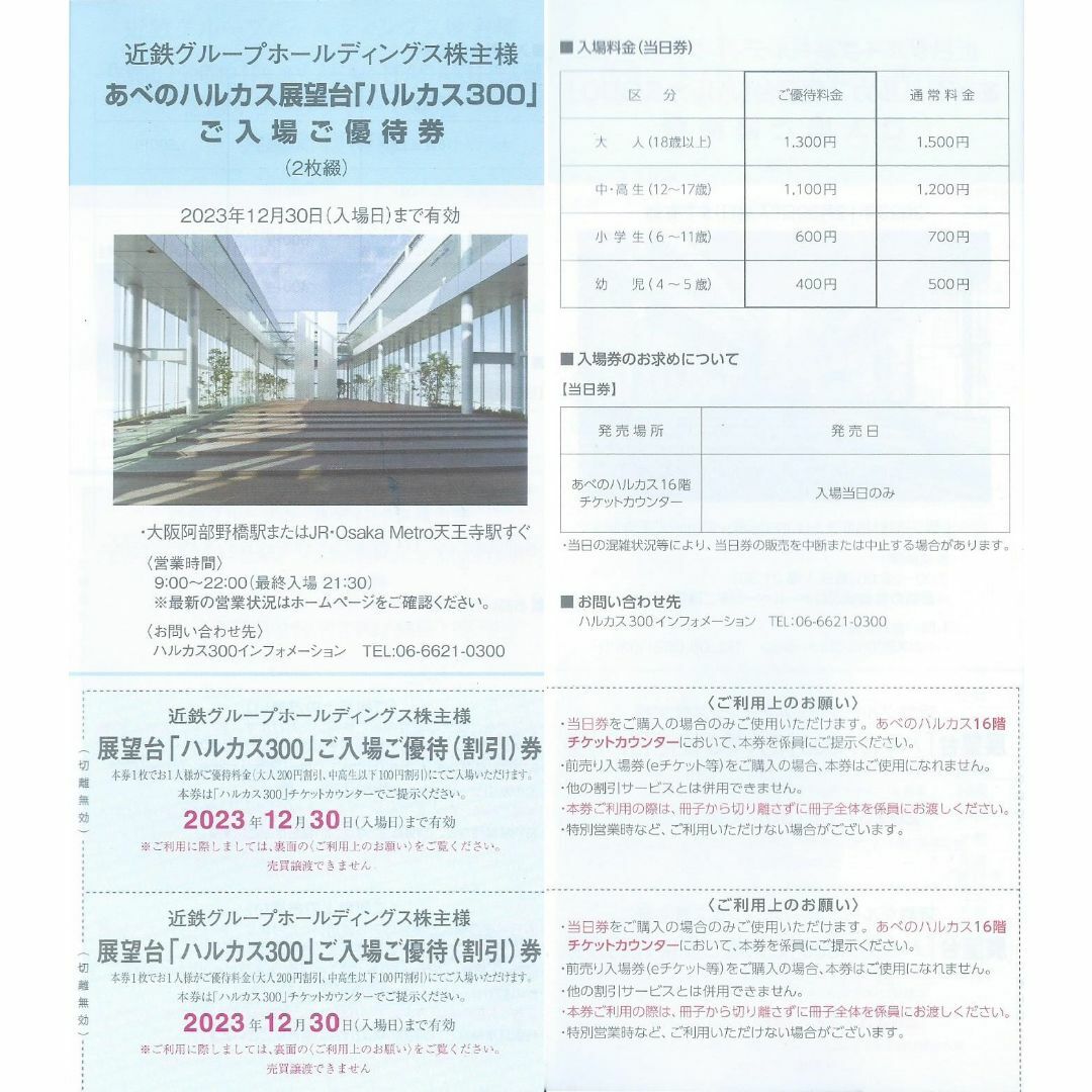 4人分■志摩スペイン村約20%割引など■近鉄株主優待券2冊 チケットの施設利用券(遊園地/テーマパーク)の商品写真