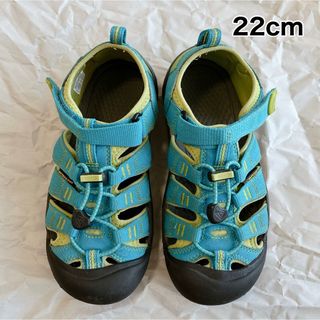 キーン(KEEN)のキーン　サンダル　22cm ウォータープルーフ　ブルー　水陸両用　キッズ　青(アウトドアシューズ)