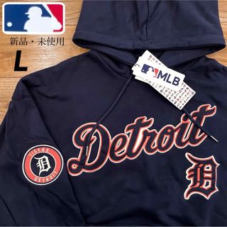 メジャーリーグベースボール(MLB)の【L】MLB公式 タイガース　マフポケット付き　ロゴ刺繍　長袖パーカー●前田健太(パーカー)