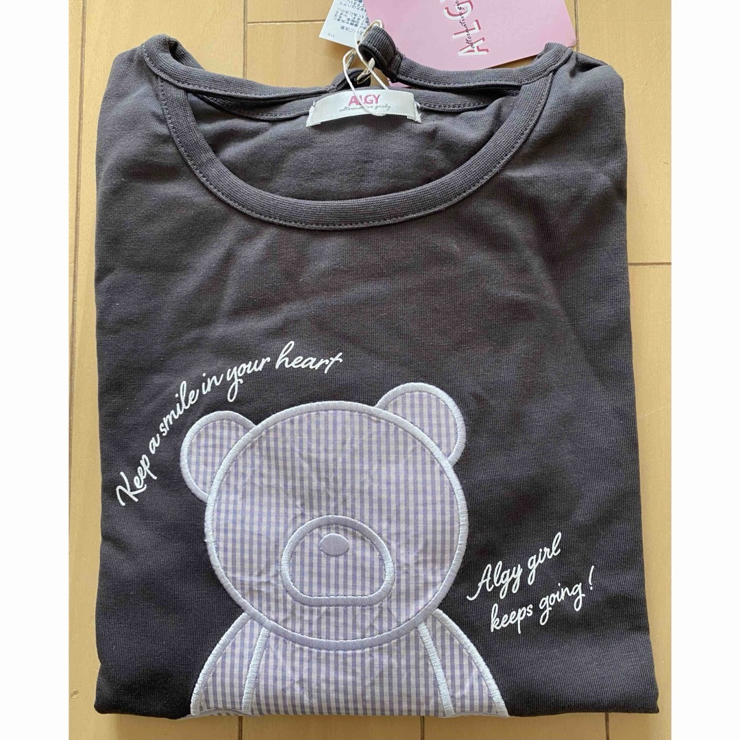ALGY(アルジー)のアルジー くまアップリケロンT サイズS(145〜155) キッズ/ベビー/マタニティのキッズ服女の子用(90cm~)(Tシャツ/カットソー)の商品写真