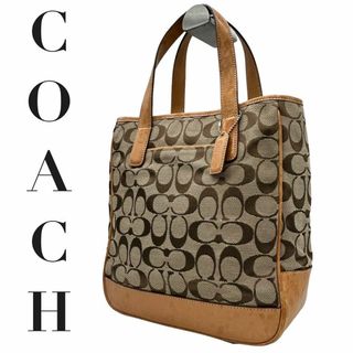 コーチ(COACH)の美品　COACH コーチ　s27 シグネチャー　ハンドバッグ　6092 茶系(ハンドバッグ)