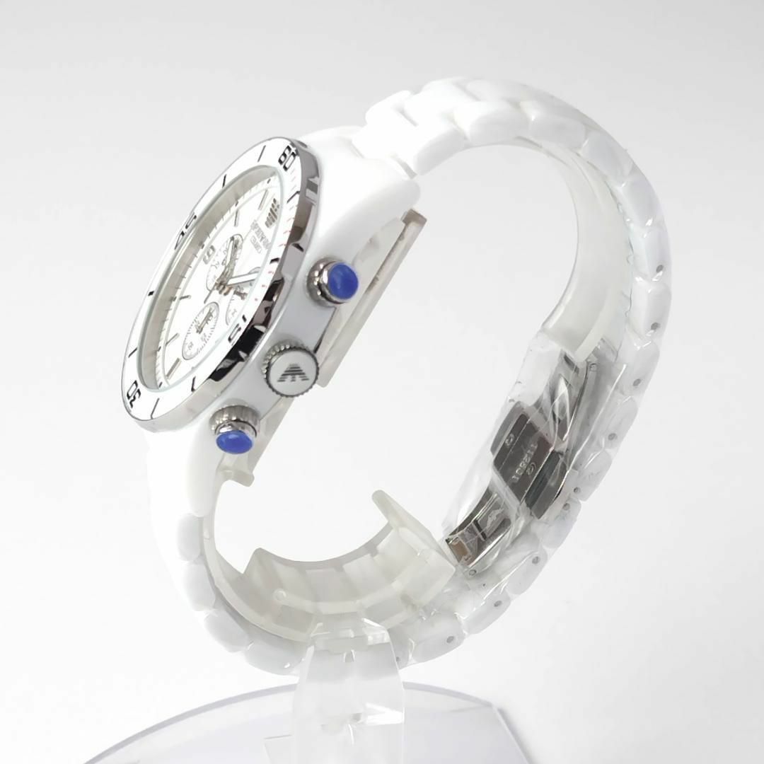Emporio Armani(エンポリオアルマーニ)の美しいホワイト新品エンポリオアルマーニ高級メンズ腕時計クロノかっこいいセラミック メンズの時計(腕時計(アナログ))の商品写真