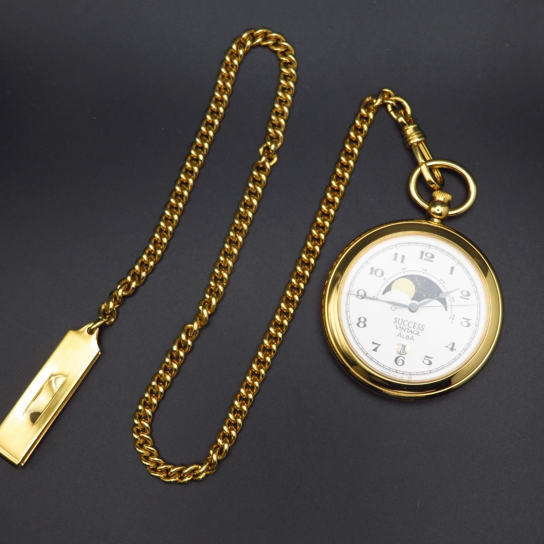 SEIKO(セイコー)のALBA SUCCESS VINTAGE 懐中時計 ムーンフェイズ  メンズの時計(腕時計(アナログ))の商品写真