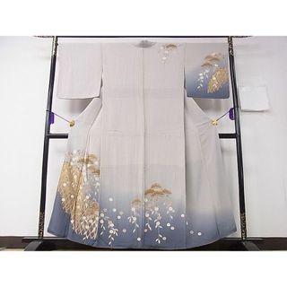 平和屋1■訪問着　籬枝垂れ花松文　金彩　鬼しぼ縮緬　逸品　CAAA5798an(着物)