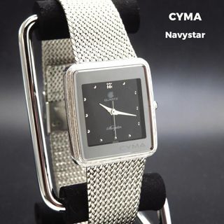 シーマ(CYMA)のCYMA Navystar 腕時計 シルバー 黒文字盤 レクタンギュラー (腕時計(アナログ))