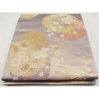 平和屋1■六通柄袋帯　唐織　雪輪花車文　金糸　逸品　CAAA0406id(帯)