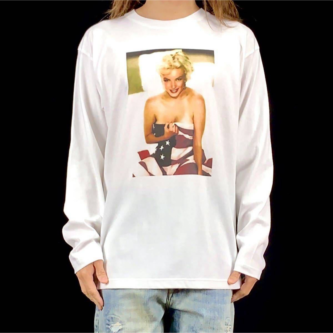 新品 マリリンモンロー セクシー ブロンド アメリカ USA 星条旗 ロンT メンズのトップス(Tシャツ/カットソー(七分/長袖))の商品写真