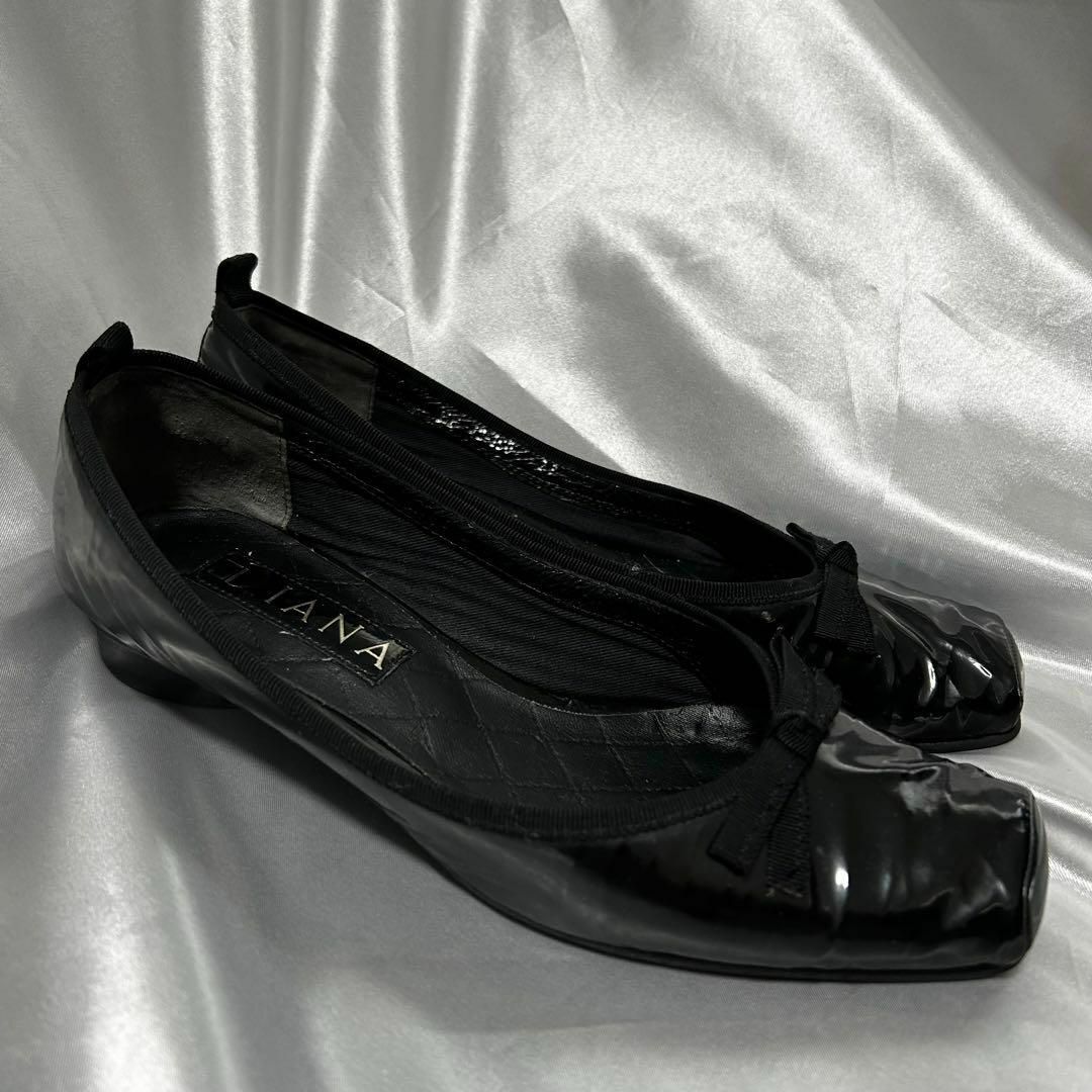 ダイアナ DIANA パンプス フラットシューズ ブラック リボン レディースの靴/シューズ(ハイヒール/パンプス)の商品写真