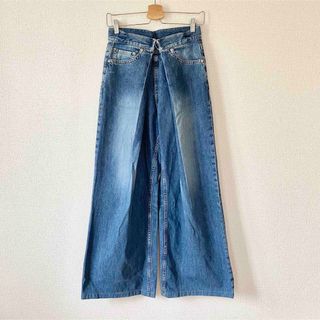 JOHN LAWRENCE SULLIVAN - ジョンローレンスサリバン WASHED DENIM WIDE PANTS S