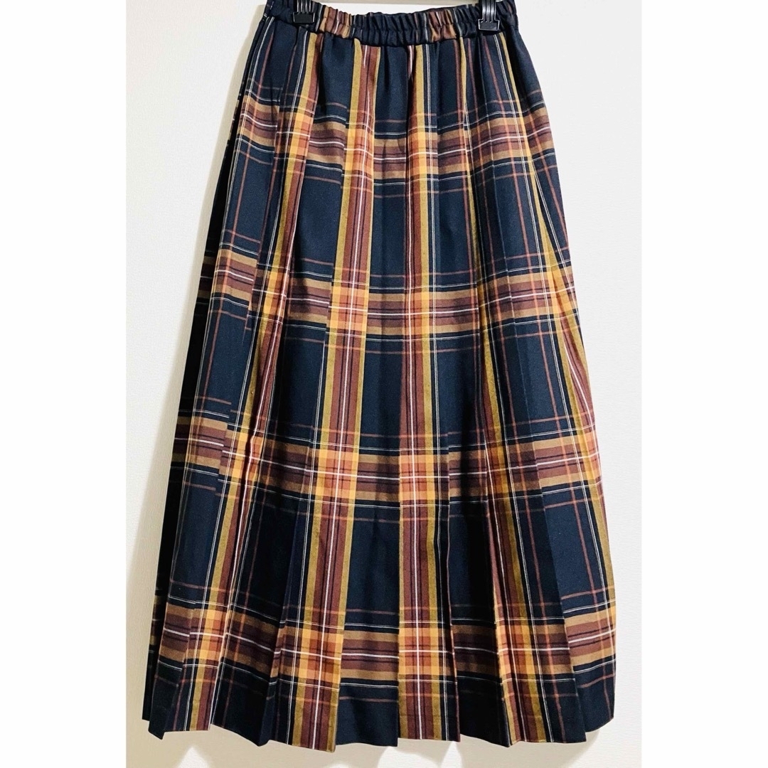 coen(コーエン)のコーエン coen チェックプリーツスカート 茶色  ブラウン 紺 ネイビー レディースのスカート(ロングスカート)の商品写真