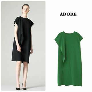 アドーア(ADORE)の【ADORE】一部店舗限定＊ドライダブルクロスドレス　ワンピース　グリーン　38(ひざ丈ワンピース)