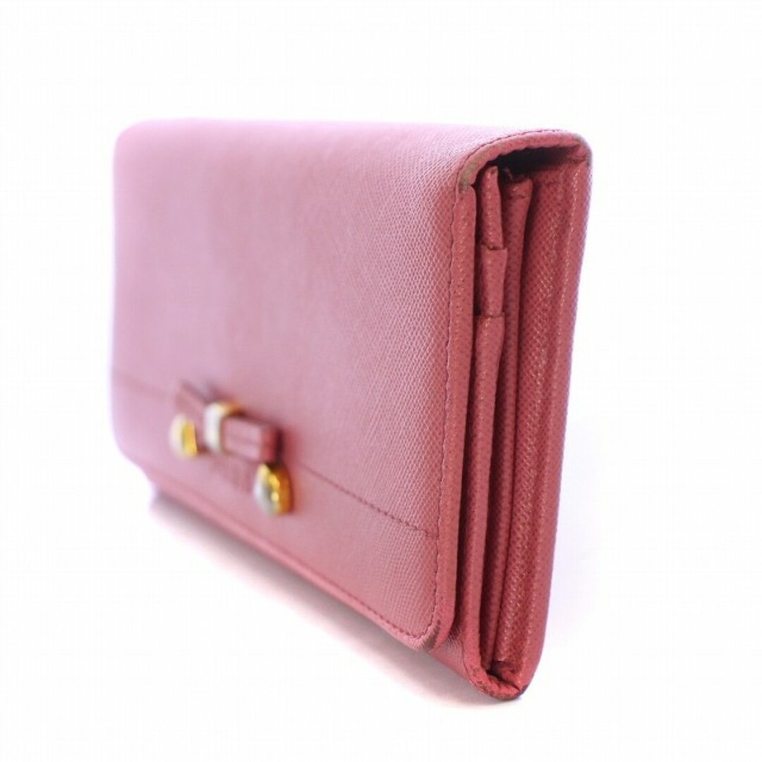 PRADA(プラダ)のプラダ 長財布 二つ折り ウォレット サフィアーノ レザー リボン ピンク レディースのファッション小物(財布)の商品写真
