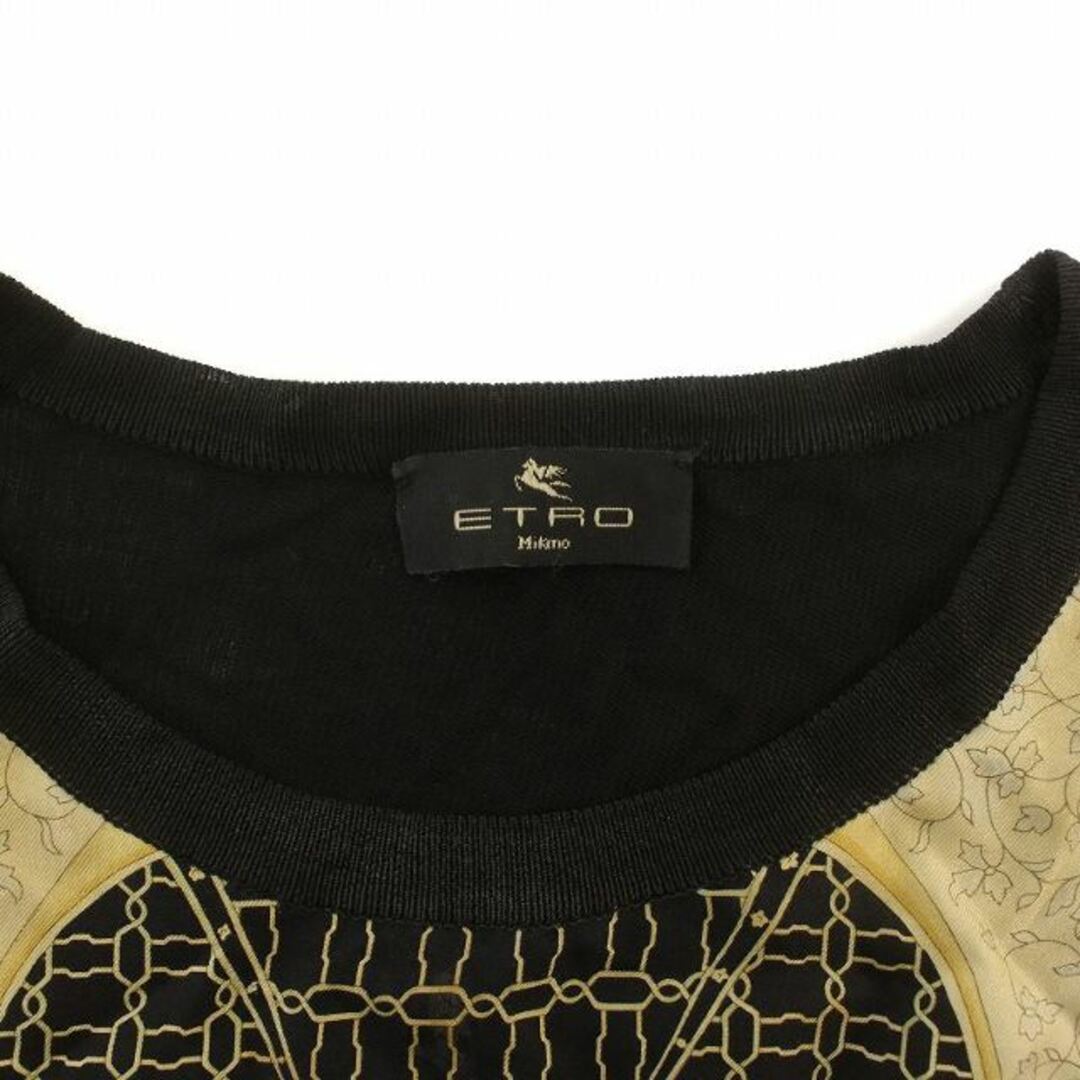 ETRO(エトロ)のエトロ ミラノ カットソー 半袖 クルーネック 切替 絹 シルク ベージュ 黒 レディースのトップス(カットソー(半袖/袖なし))の商品写真