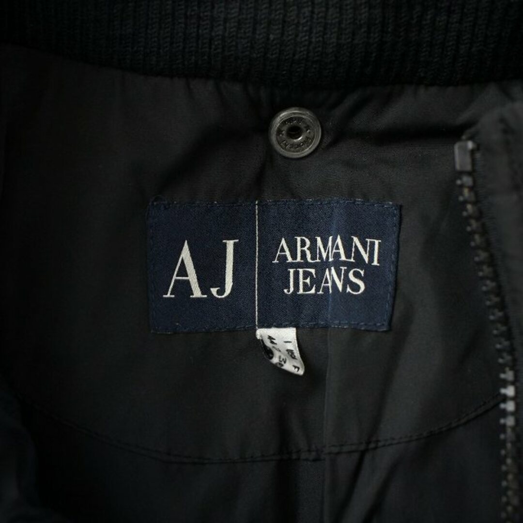 ARMANI JEANS(アルマーニジーンズ)のARMANI JEANS ダウンジャケット ジップアップ ロゴ 刺繍 S 黒 メンズのジャケット/アウター(ダウンジャケット)の商品写真