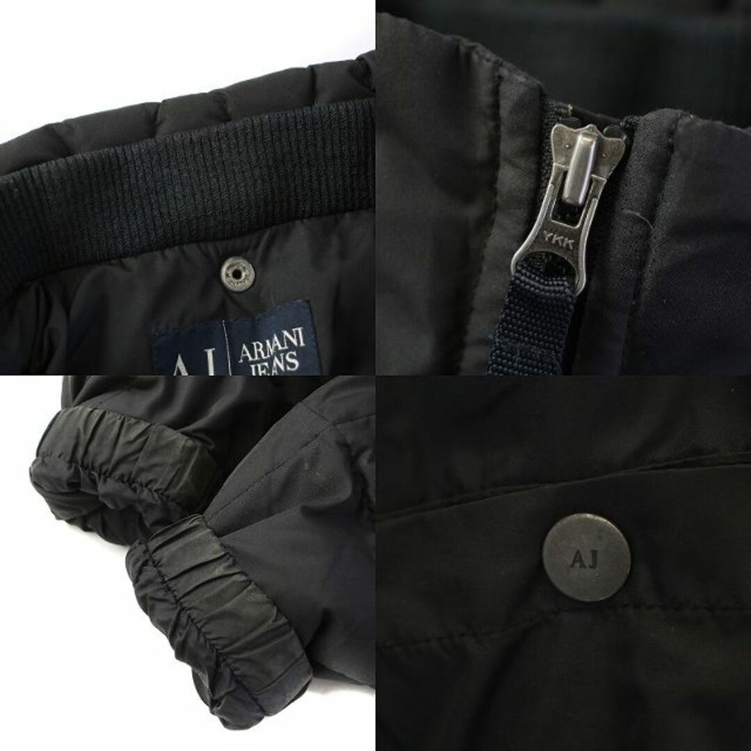 ARMANI JEANS(アルマーニジーンズ)のARMANI JEANS ダウンジャケット ジップアップ ロゴ 刺繍 S 黒 メンズのジャケット/アウター(ダウンジャケット)の商品写真