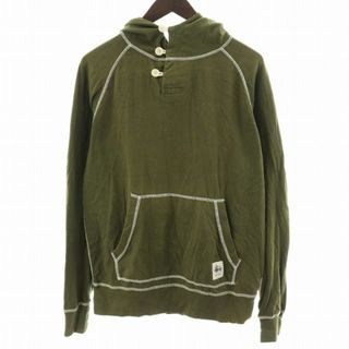 ステューシー(STUSSY)のステューシー STUSSY プルオーバーパーカー ヘンリーネック M 緑(パーカー)