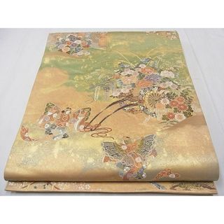 平和屋1■六通太鼓柄袋帯　雅楽絵文　金泥箔　本金箔　逸品　CAAA5132fb(帯)