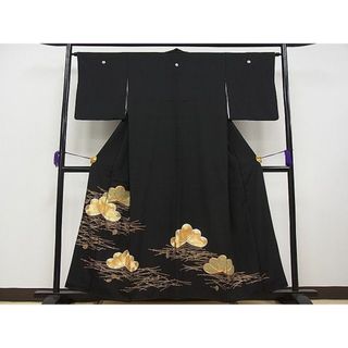 平和屋1■豪華黒留袖　駒刺繍　吹寄せ松文　金彩　逸品　CAAA6713tx(着物)