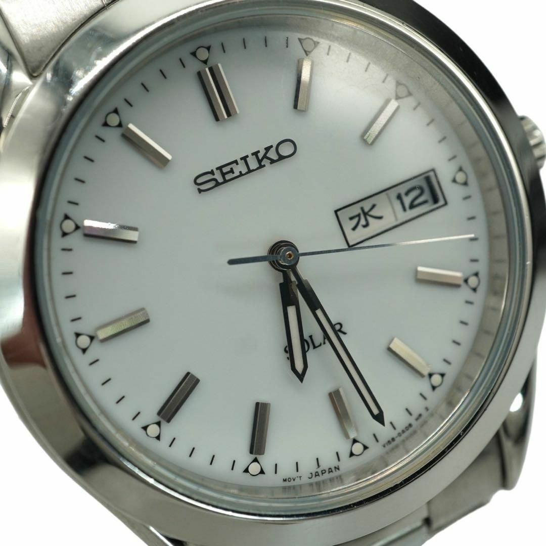 SEIKO(セイコー)の【稼働品】SEIKO セイコー ホワイト シルバー G2 ソーラー メンズ時計 メンズの時計(金属ベルト)の商品写真