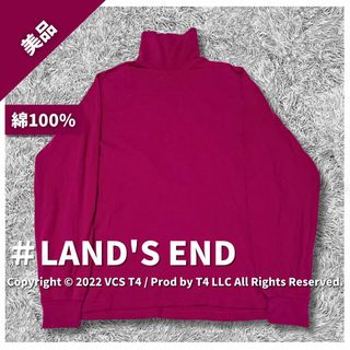 ランズエンド(LANDS’END)の【美品】ランズエンド 長袖カットソー M タートルネック ピンク ✓3980(Tシャツ/カットソー(七分/長袖))