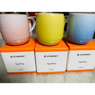 ルクルーゼ(LE CREUSET)の新品　ル・クルーゼ　エッグマグ　三個セット　ピンク　ブルー　ミモザ(グラス/カップ)