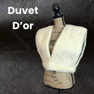 美品✨【Duvet D'or】シャギーベスト　ショート丈　レザー地　アイボリー(ベスト/ジレ)