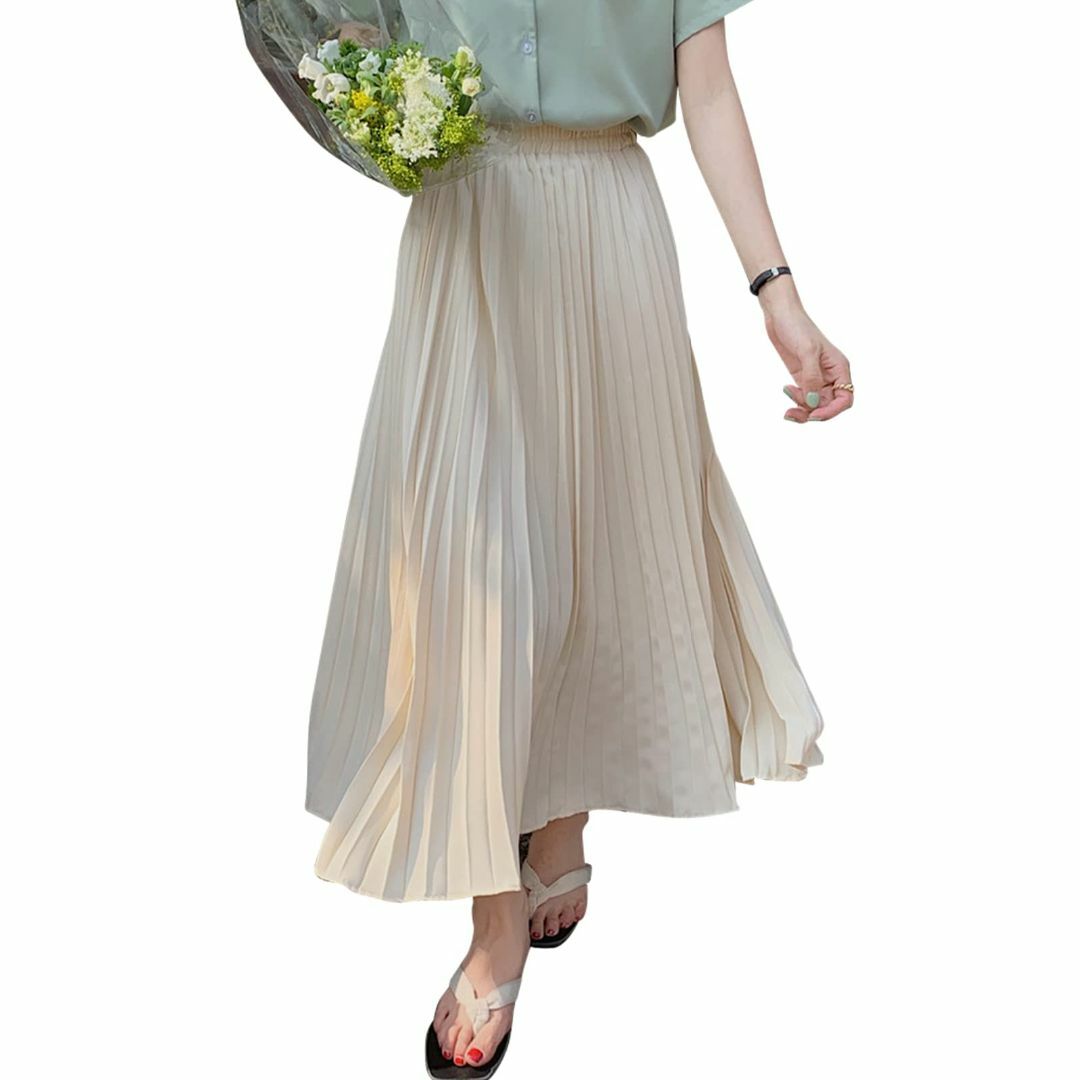 【色: アプリコット】[xppe] ロングスカート レディース プリーツスカート レディースのファッション小物(その他)の商品写真
