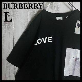 バーバリー(BURBERRY)の【人気Lサイズ】バーバリー☆両面ロゴ入りTシャツ 定番ブラック ティッシ期(Tシャツ/カットソー(半袖/袖なし))