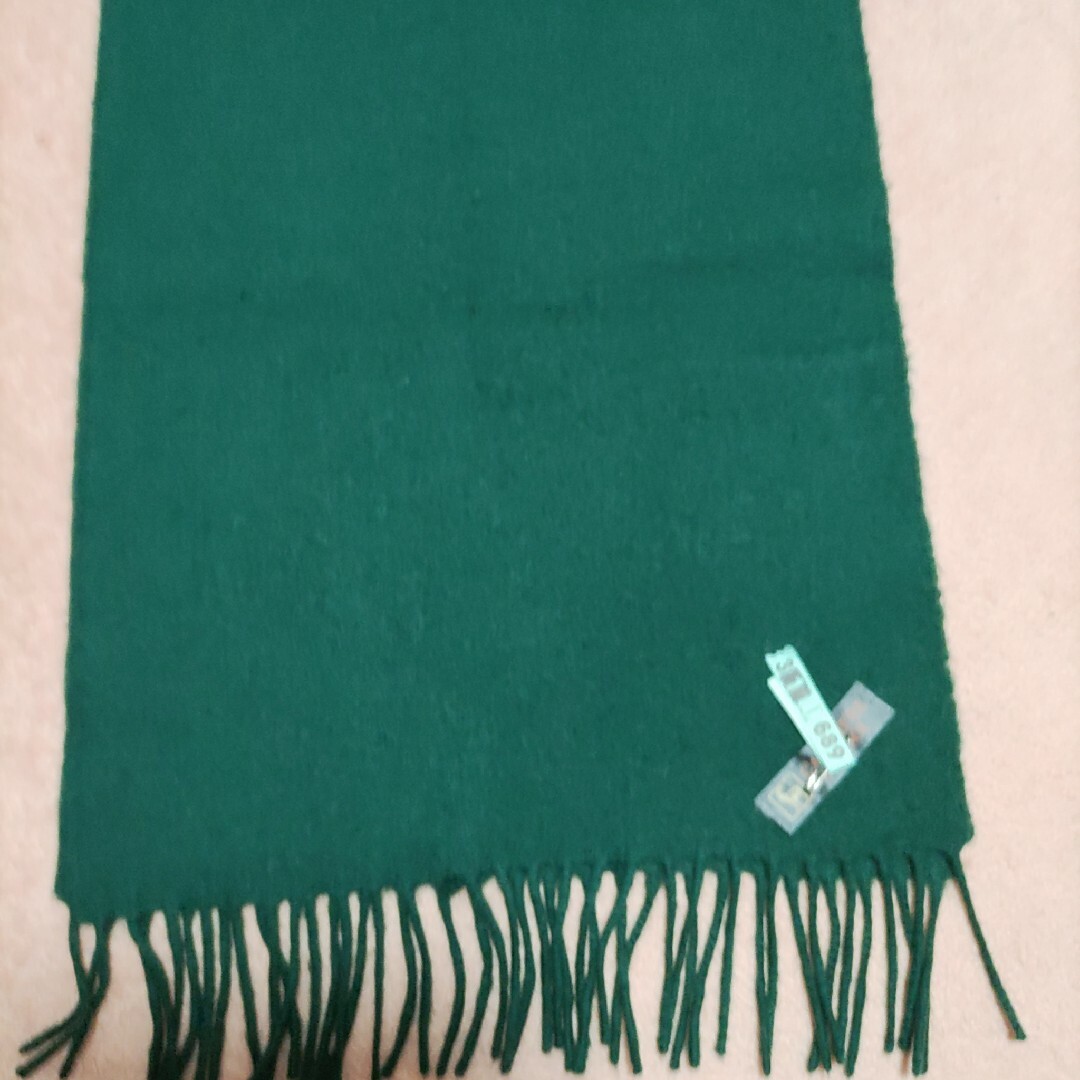 カシミア&ウール　マフラー　緑色 レディースのファッション小物(マフラー/ショール)の商品写真