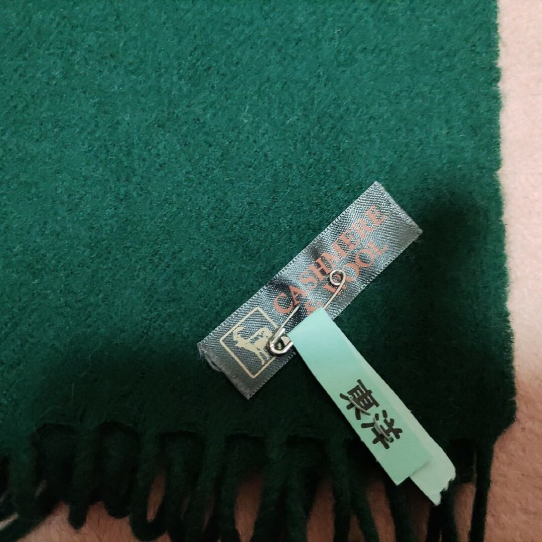 カシミア&ウール　マフラー　緑色 レディースのファッション小物(マフラー/ショール)の商品写真