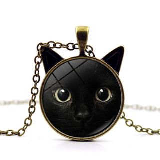 【希少品】黒猫　ペンダント　ネックレス　レトロ　ゴールド　ネコ好き　アンティーク