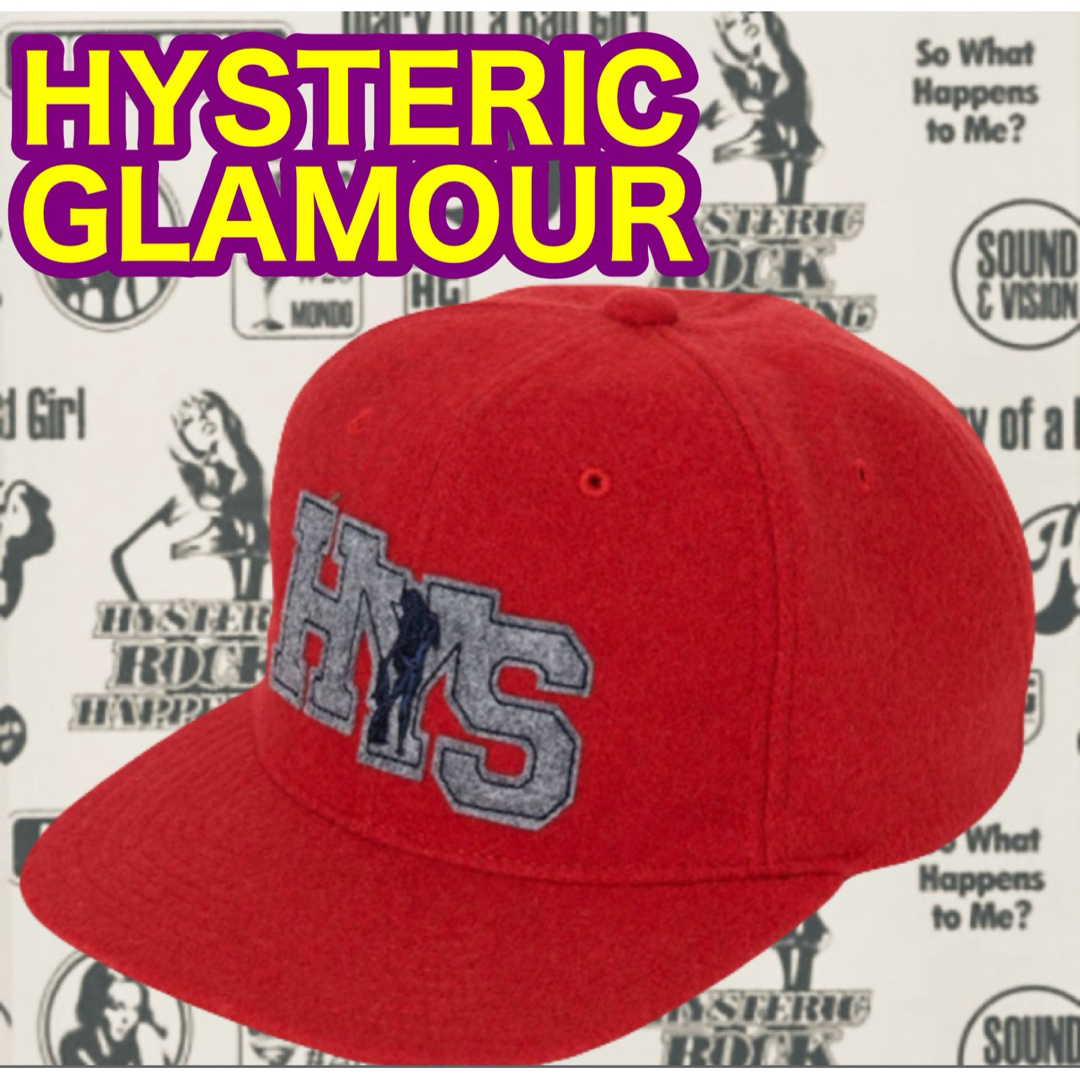 HYSTERIC GLAMOUR(ヒステリックグラマー)の新品　ヒステリックグラマー　レタリングロゴワッペンキャップ　レッド　赤 メンズの帽子(キャップ)の商品写真