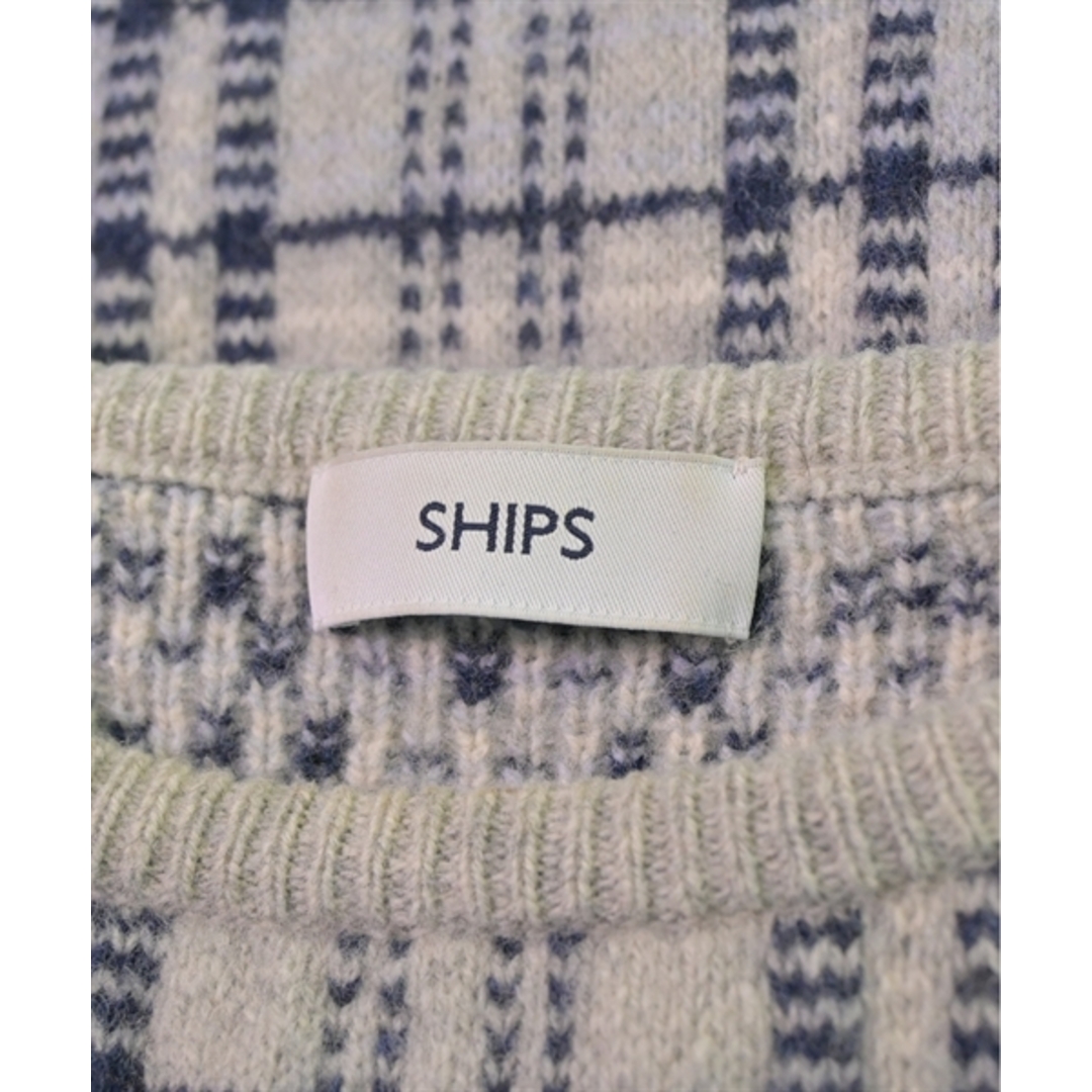 SHIPS(シップス)のSHIPS シップス ニット・セーター S グレーx紺(チェック) 【古着】【中古】 メンズのトップス(ニット/セーター)の商品写真