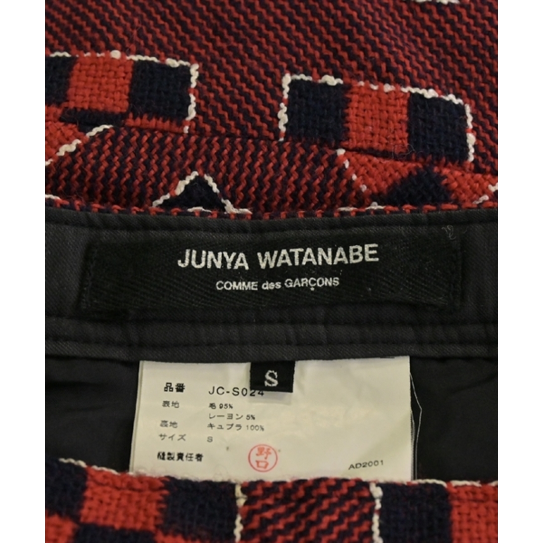 JUNYA WATANABE(ジュンヤワタナベ)のJUNYA WATANABE ひざ丈スカート S 赤x紺(総柄) 【古着】【中古】 レディースのスカート(ひざ丈スカート)の商品写真