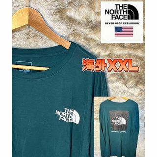 THE NORTH FACE ザノースフェイス ロンT グリーン系　XXLサイズ(Tシャツ/カットソー(七分/長袖))