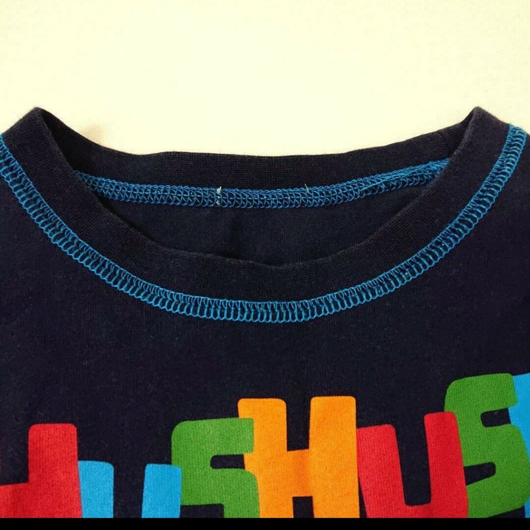 HusHush(ハッシュアッシュ)のハッシュアッシュキッズ紺色トップス110コットン100％カットソー 薄手 子供用 キッズ/ベビー/マタニティのキッズ服男の子用(90cm~)(Tシャツ/カットソー)の商品写真