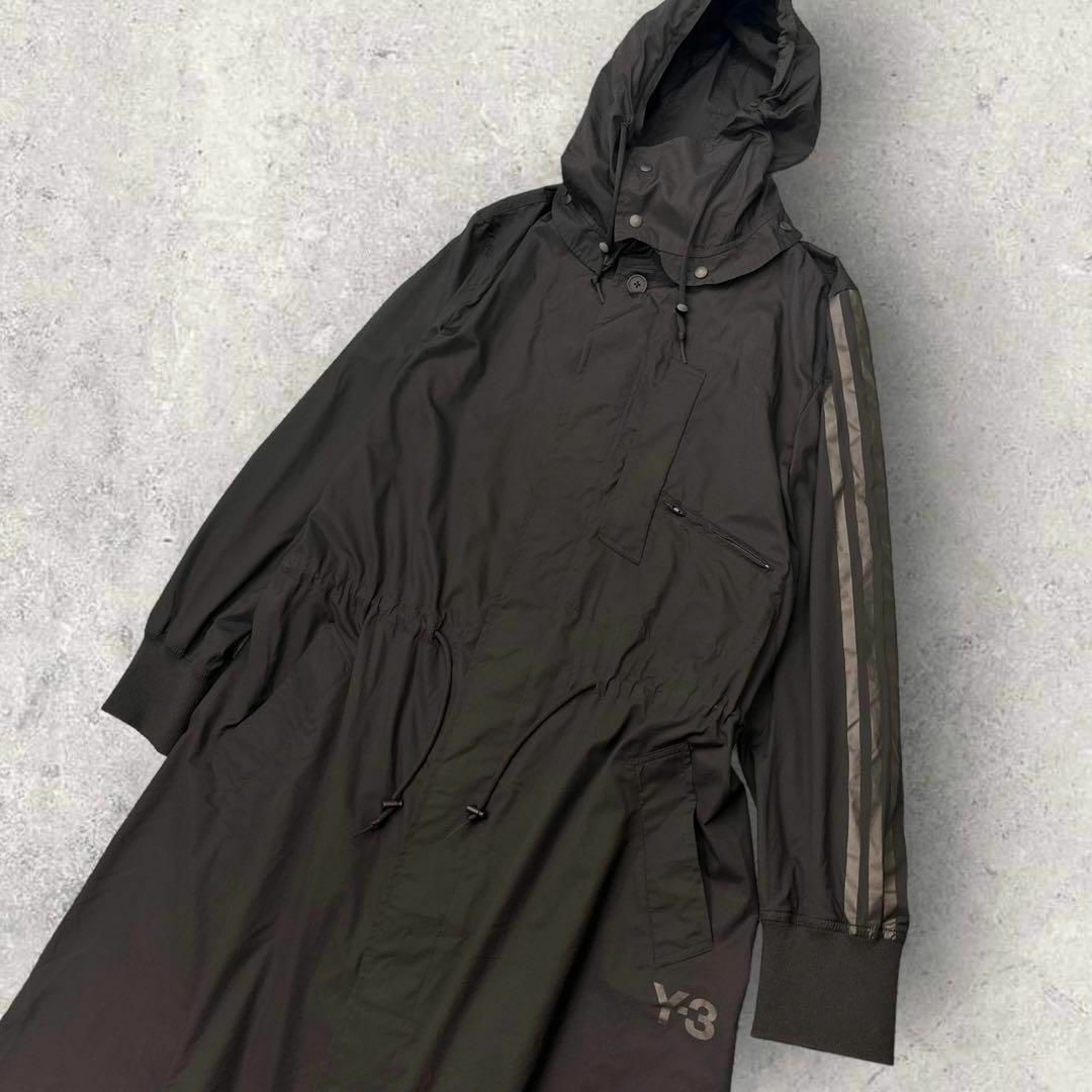 Y-3(ワイスリー)の9337【希少デザイン】Y-3☆ワンポイントロゴ袖ストライプコート　美品 メンズのジャケット/アウター(ステンカラーコート)の商品写真