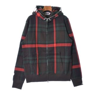 アベイシングエイプ(A BATHING APE)のA BATHING APE パーカー M 緑x赤x黒(チェック) 【古着】【中古】(パーカー)