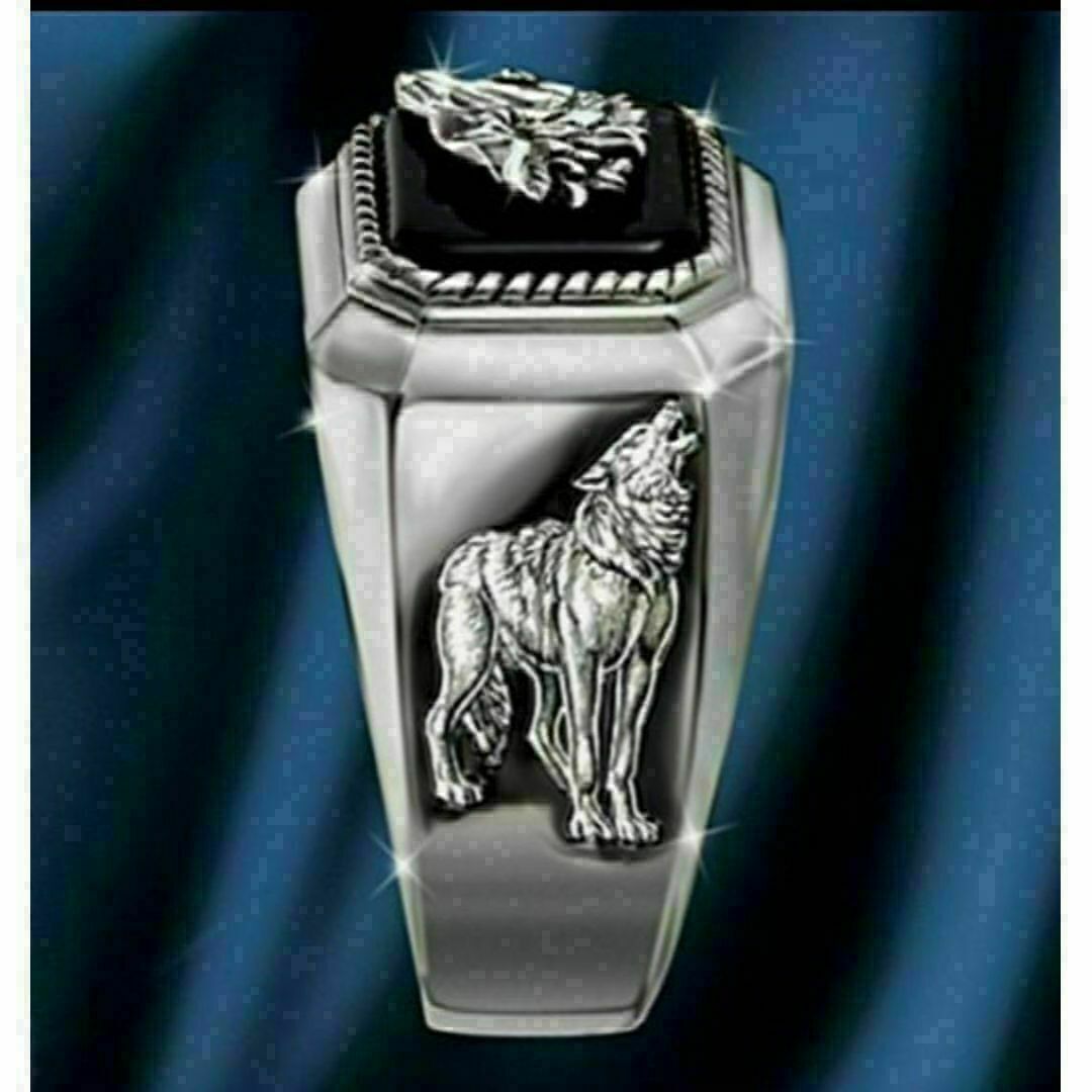 【A140】リング　メンズ　指輪　シルバー　狼　ウルフ　お洒落　20号 メンズのアクセサリー(リング(指輪))の商品写真