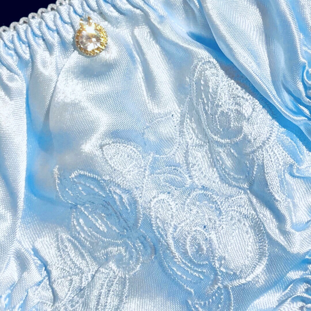 サテン刺繍　ショーツ　ワンサイズ　ブルー　ピーチジョン系　エメフィール系 レディースの下着/アンダーウェア(ショーツ)の商品写真