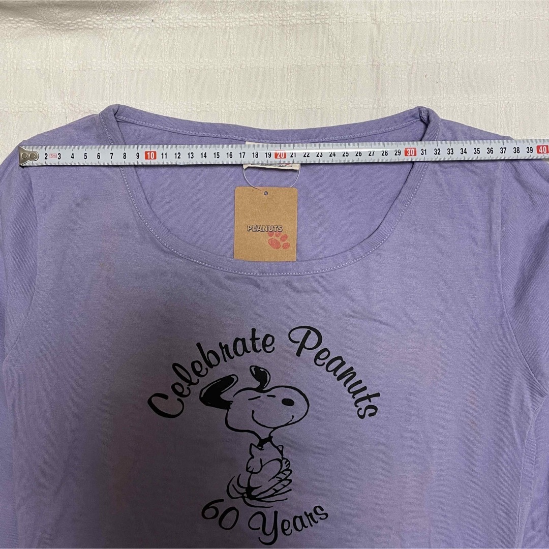 SNOOPY(スヌーピー)のスヌーピー　ピーナッツ　長袖　Tシャツ　カットソー 綿　パープル　紫　L レディースのトップス(Tシャツ(長袖/七分))の商品写真