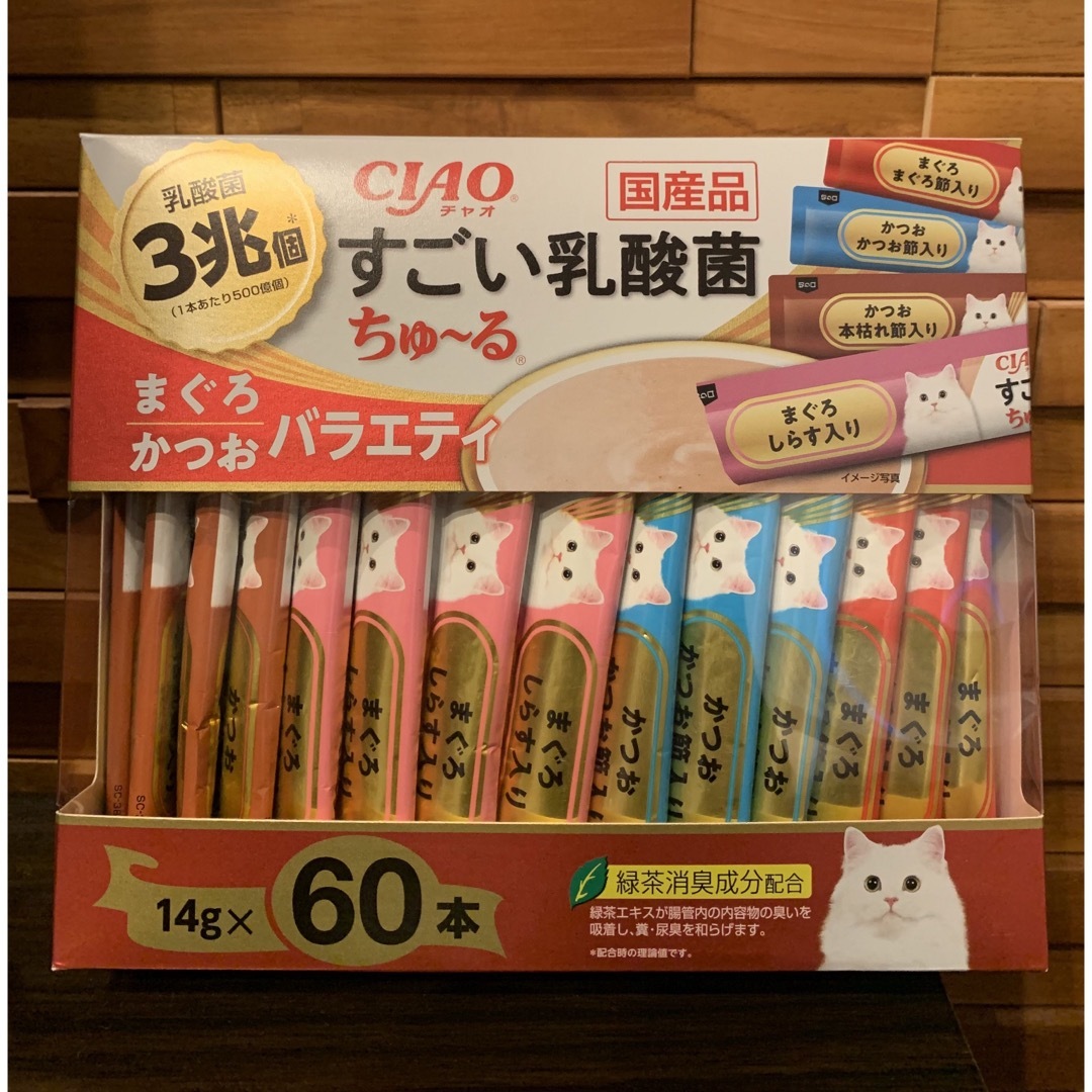 CIAO (チャオ) すごい乳酸菌ちゅ~る まぐろ・かつおバラエティ 60本 その他のペット用品(ペットフード)の商品写真