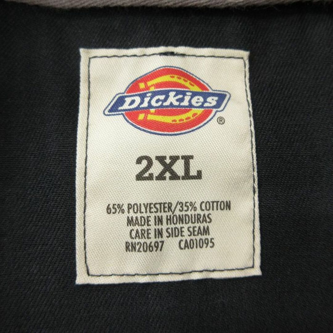 Dickies(ディッキーズ)のXL★古着 ディッキーズ Dickies 半袖 ワーク シャツ メンズ ツートンカラー 大きいサイズ ロング丈 黒他 ブラック 24mar29 中古 トップス メンズのトップス(シャツ)の商品写真