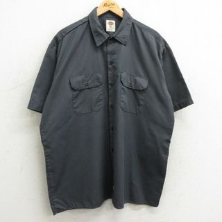 ディッキーズ(Dickies)のXL★古着 ディッキーズ Dickies 半袖 ワーク シャツ メンズ 大きいサイズ 濃グレー 24mar29 中古 トップス(シャツ)