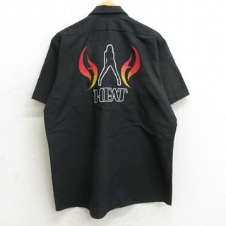 レッドキャップ(RED KAP)のXL★古着 レッドキャップ 半袖 ワーク シャツ メンズ 00年代 00s 女性 HEAT 黒 ブラック 24mar29 中古 トップス(シャツ)