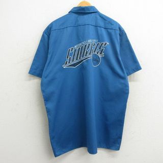 ディッキーズ(Dickies)のXL★古着 ディッキーズ Dickies 半袖 ワーク シャツ メンズ スタージス 大きいサイズ ロング丈 水色 24mar29 中古 トップス(シャツ)